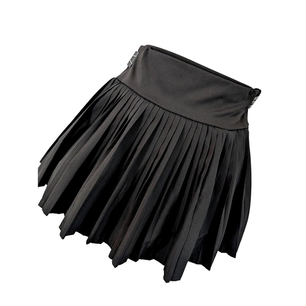 DICTIONARY! RICH BLACK MICRO PLEATED, SPANDEX WAIST, BUILT IN SHORTS, SKIRT! S